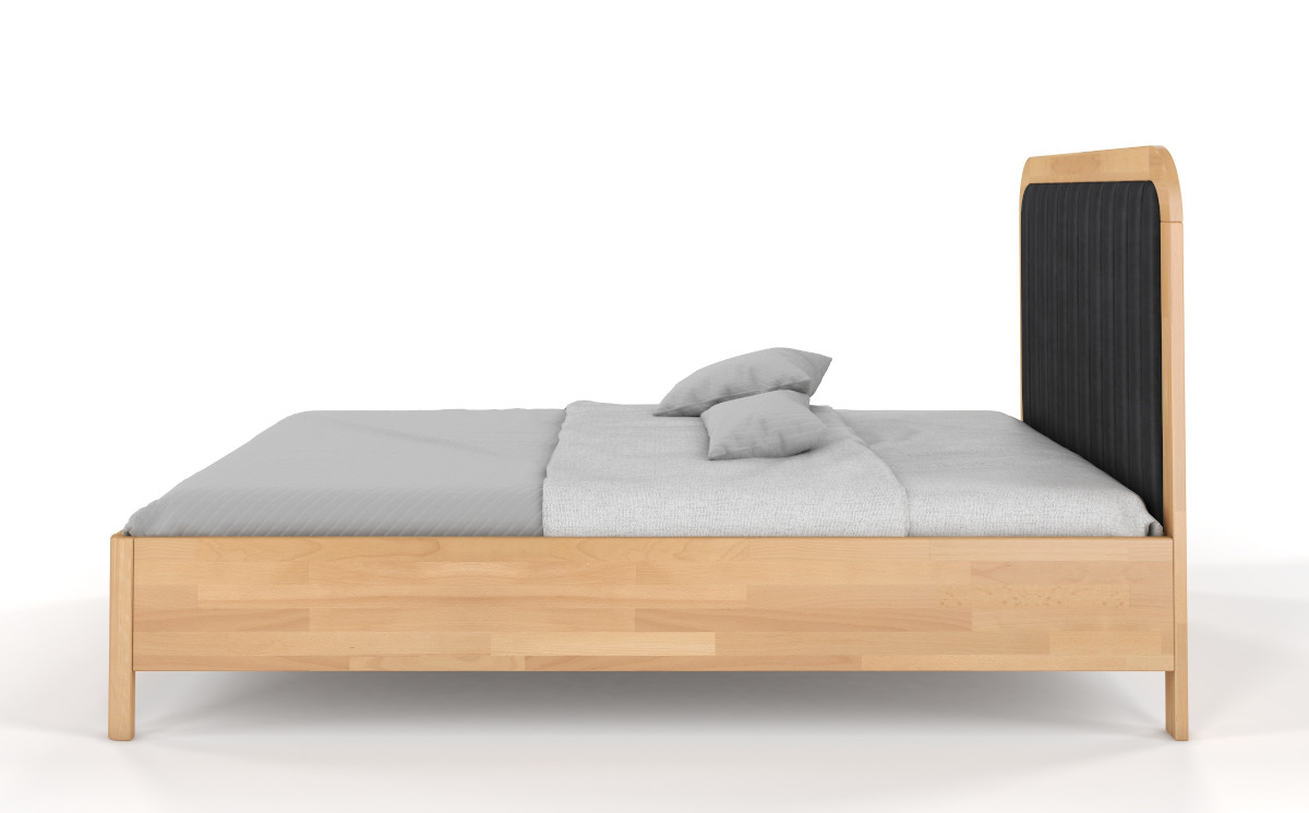 Drewniane łóżko do sypialni z tapicerowanym zagłówkiem pod materac 200 cm