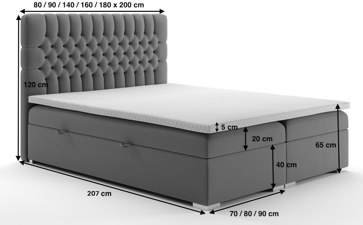 Łóżko kontynentalne w kilku rozmiarach do wyboru
