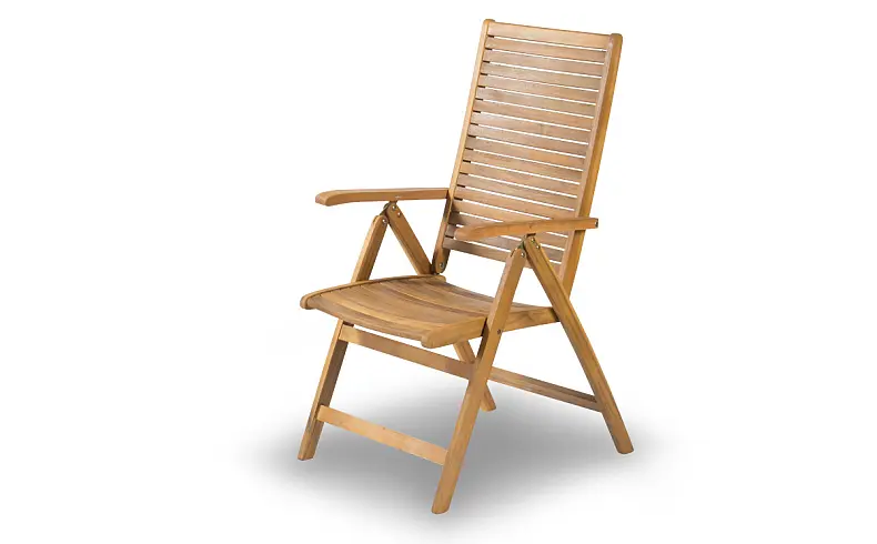 Drewniane krzesło ogrodowe z regulowanym oparciem