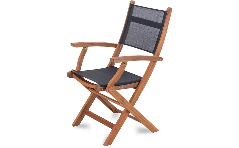 Drewniane krzesło ogrodowe z elastyczną wyściółką