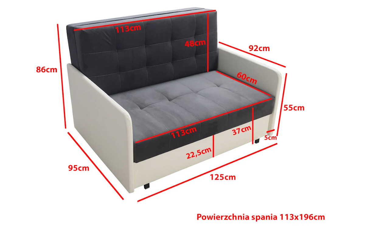Rozkładana sofa 120 cm