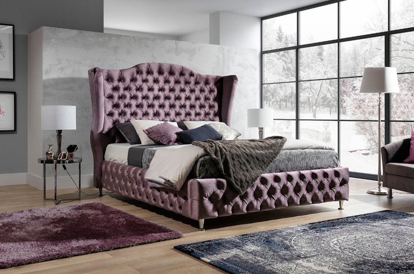 Eleganckie łóżko tapicerowane do sypialni VALENTINO w stylu glamour. Obniżka ceny!