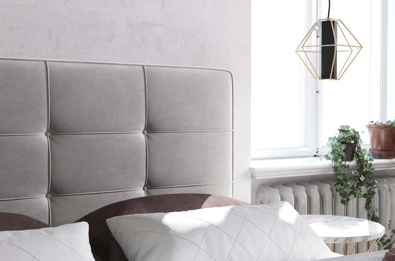 Eleganckie tapicerowane łóżko kontynentalne do sypialni CESAR z pojemnikiem na pościel. Obniżka ceny!