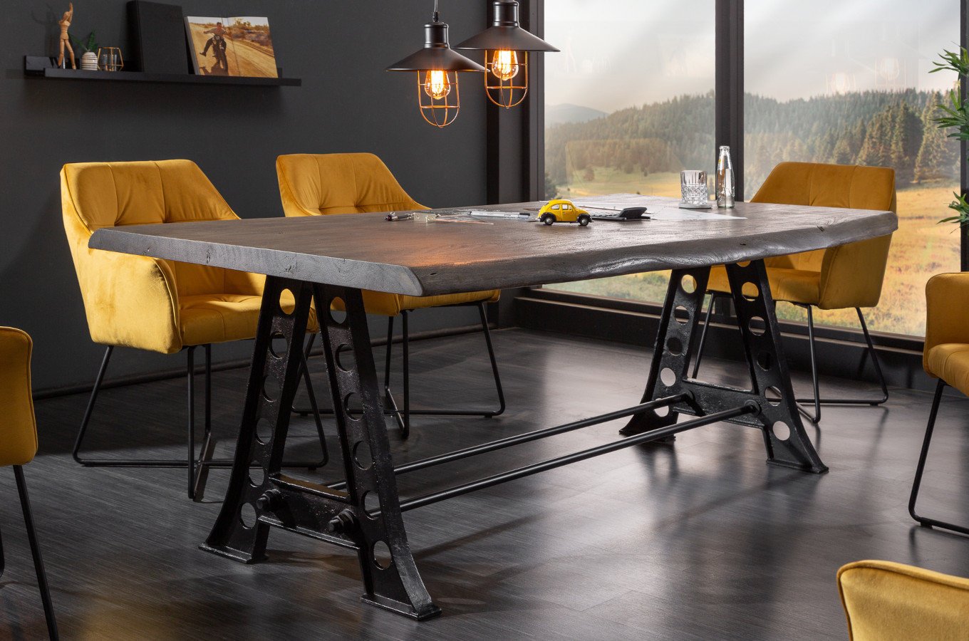 Industrialny drewniany stół MAMMUT INDUSTRIAL na metalowych nogach / 220x100 cm