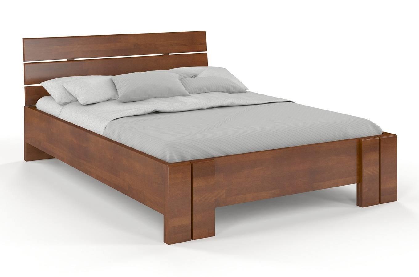 Łóżko drewniane bukowe Visby Arhus High & LONG (długość + 20 cm) / 140x220 cm, kolor orzech
