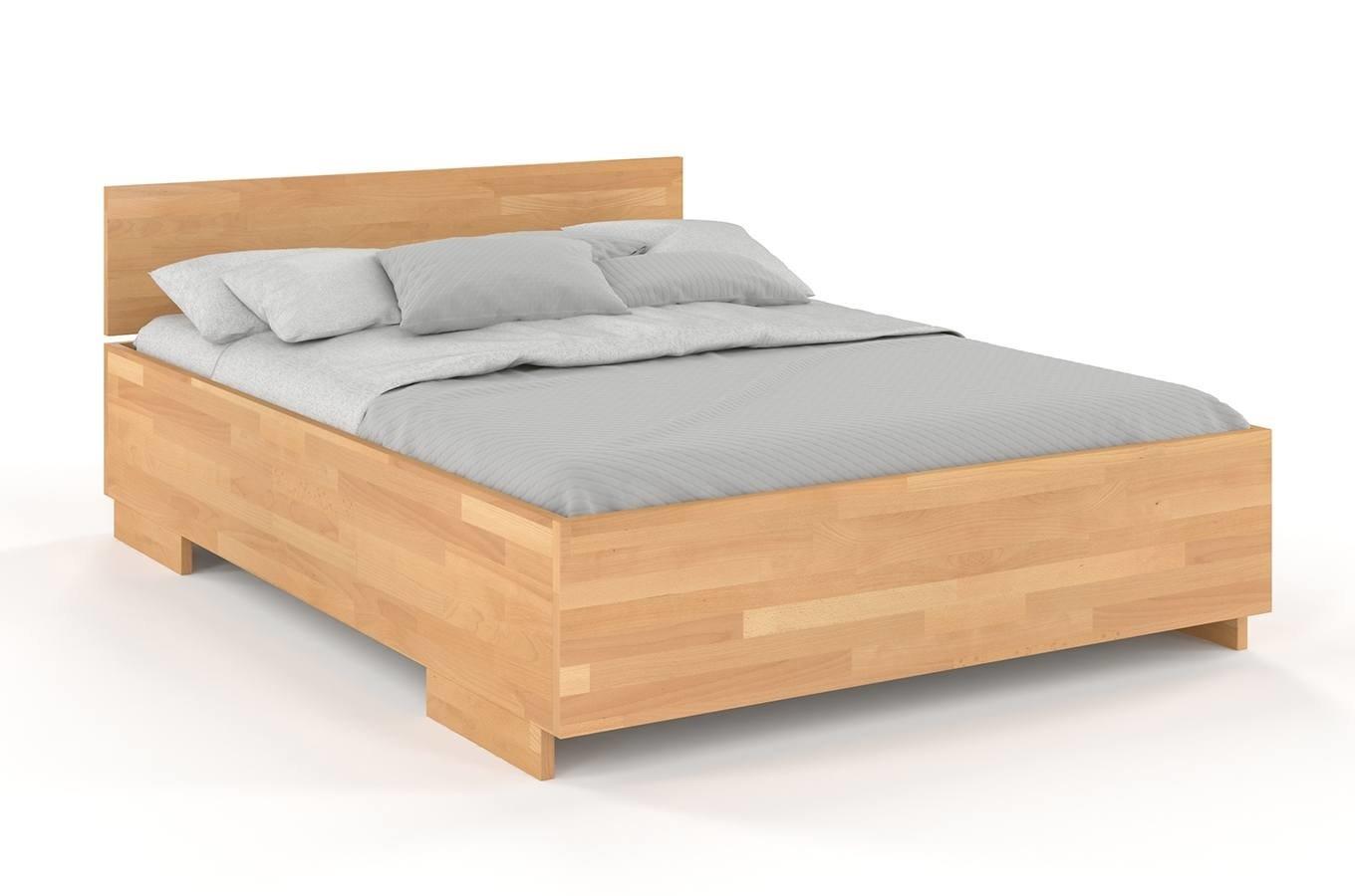 Łóżko drewniane bukowe Visby Bergman High BC (skrzynia na pościel) / 160x200 cm, kolor naturalny