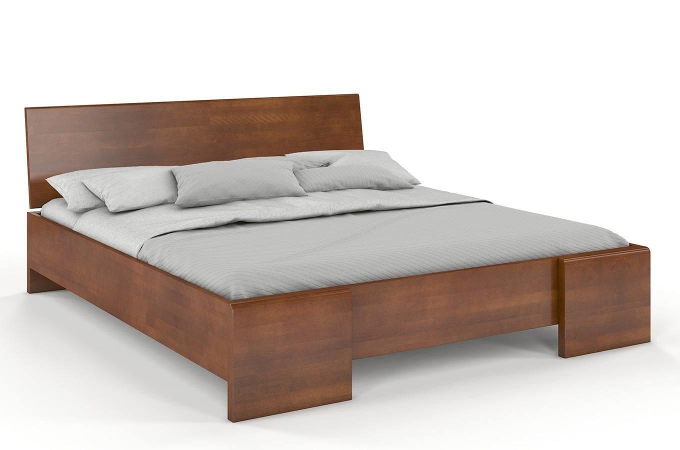 Łóżko drewniane bukowe Visby HESSLER High & LONG (długość + 20 cm) / 180x220 cm, kolor orzech