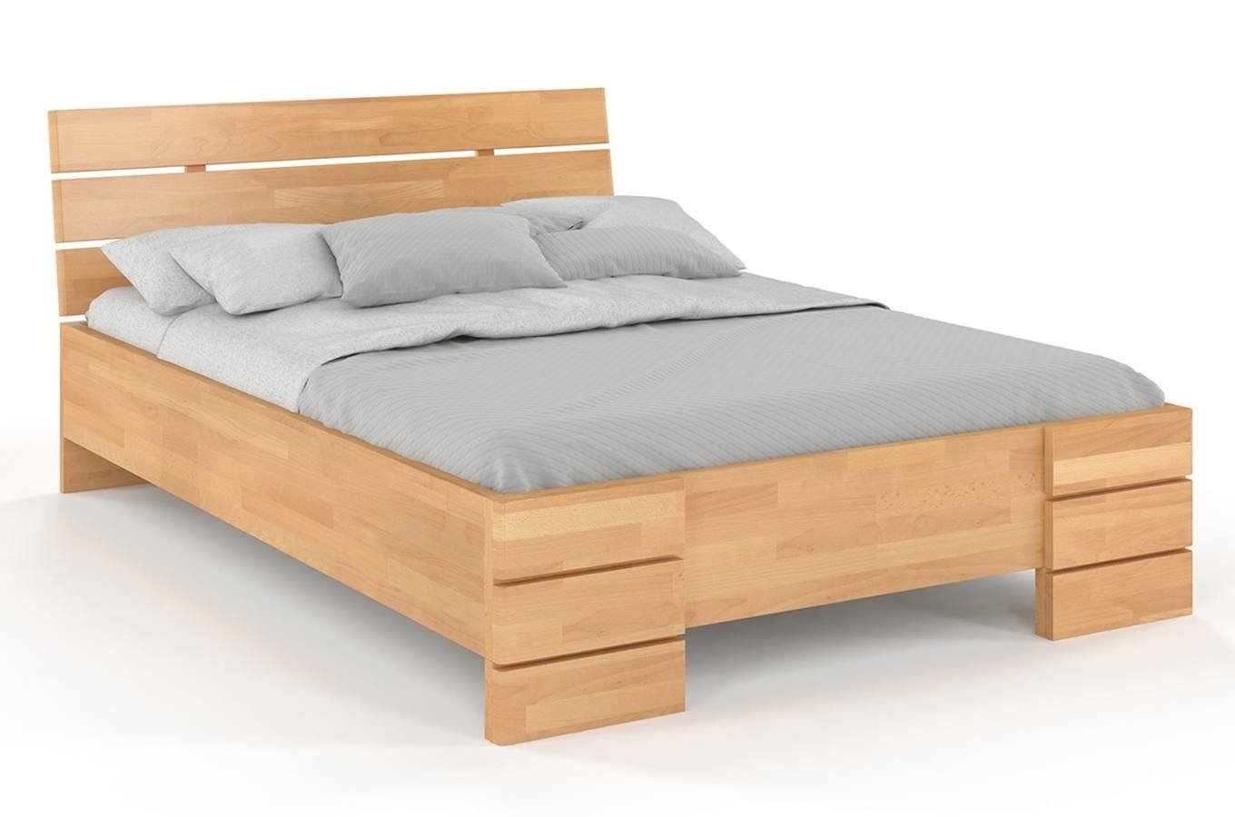 Łóżko drewniane bukowe Visby SANDEMO High BC Long (Skrzynia na pościel) / 120x220 cm, kolor natrualny