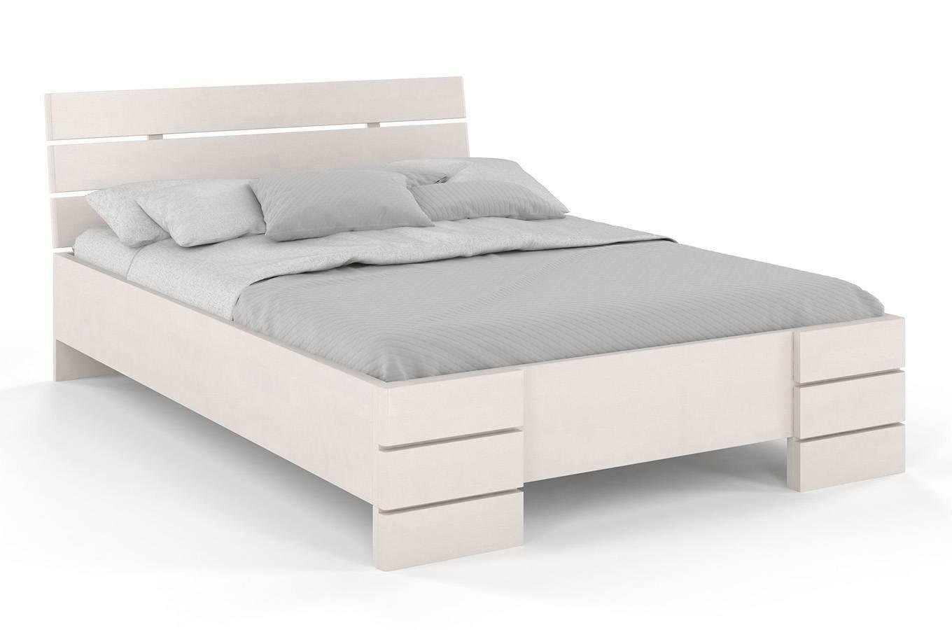 Łóżko drewniane bukowe Visby Sandemo High BC (Skrzynia na pościel) / 160x200 cm, kolor biały