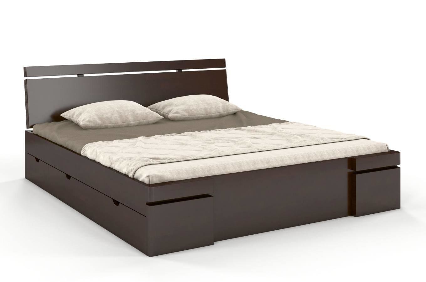 Łóżko drewniane bukowe z szufladami Skandica SPARTA Maxi & DR / 120x200 cm, kolor palisander