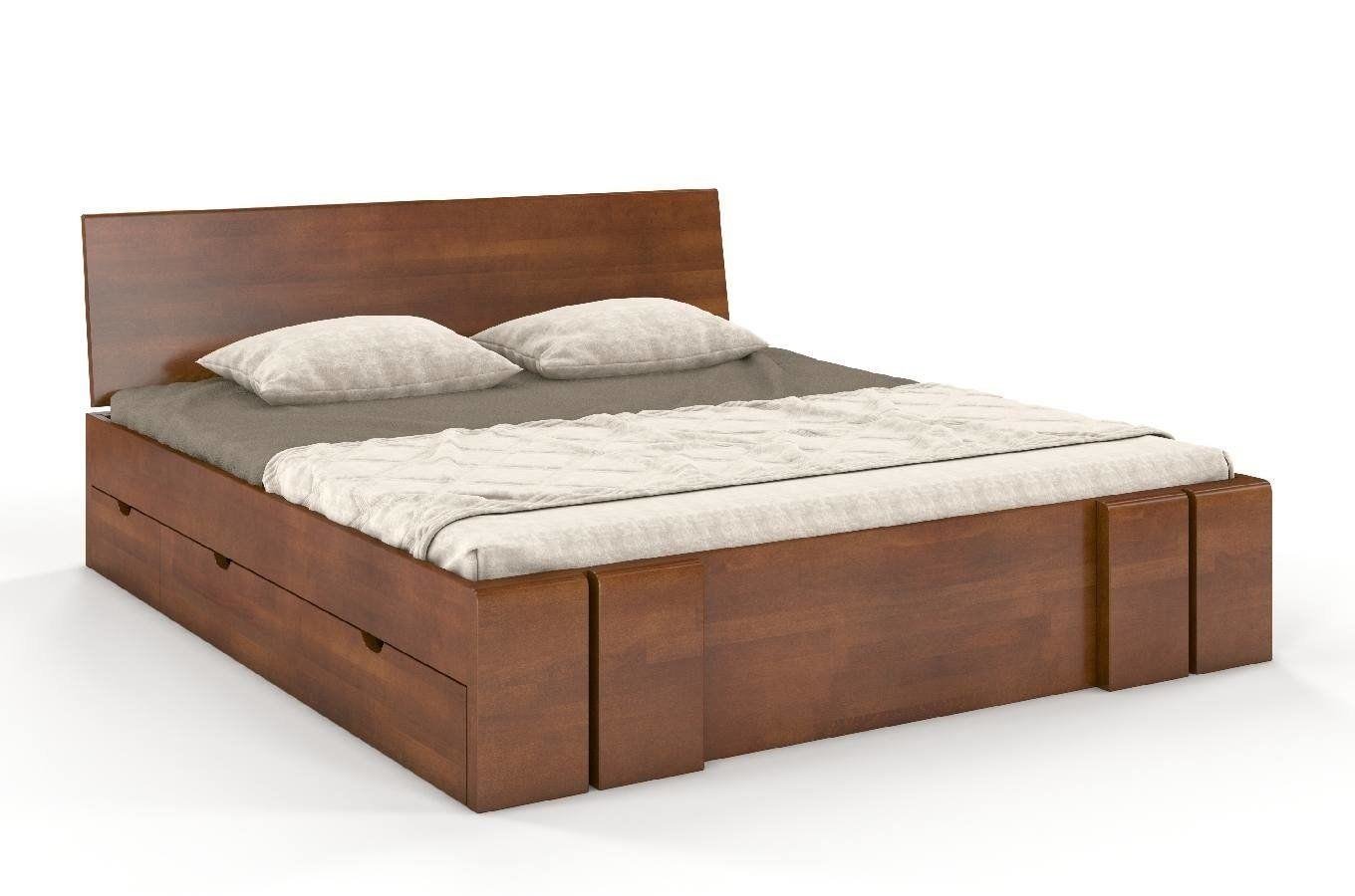 Łóżko drewniane bukowe z szufladami Skandica VESTRE Maxi & DR / 160x20 cm, kolor orzech