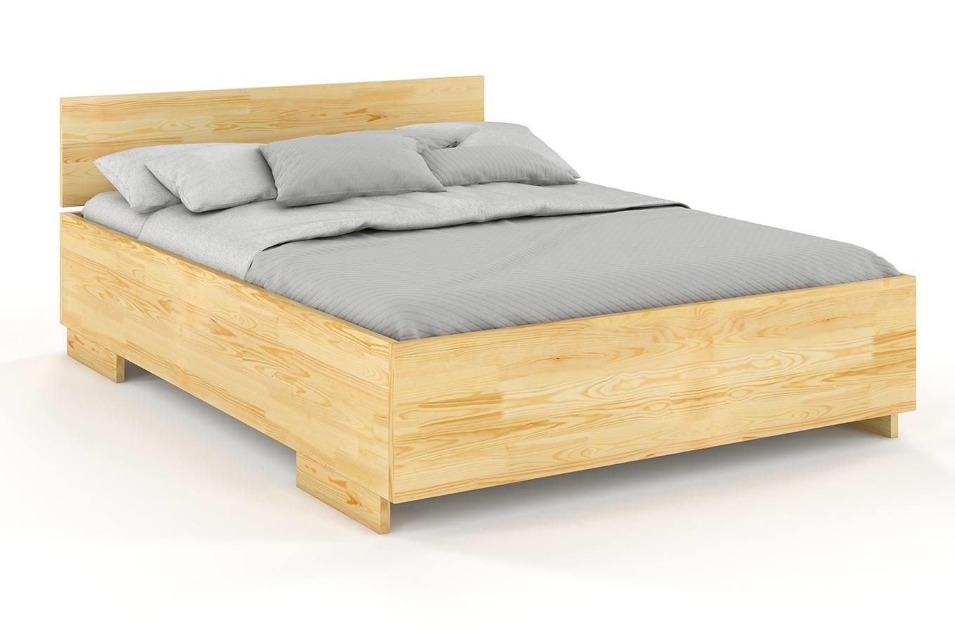 Łóżko drewniane sosnowe Visby Bergman High BC Long (skrzynia na pościel) / 200x220 cm, kolor naturalny