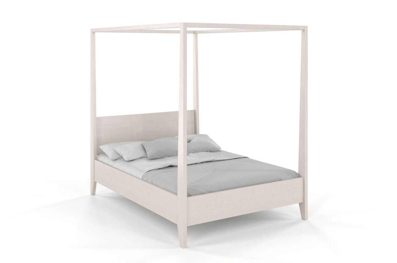 Łóżko drewniane sosnowe z baldachimem Visby CANOPY / 120x200 cm, kolor biały