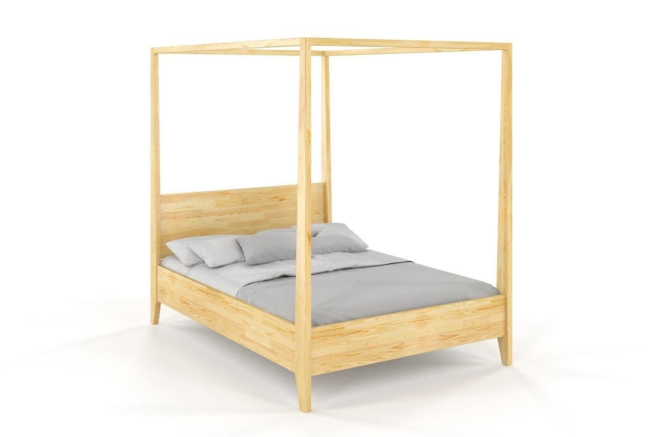 Łóżko drewniane sosnowe z baldachimem Visby CANOPY / 120x200 cm, kolor naturalny