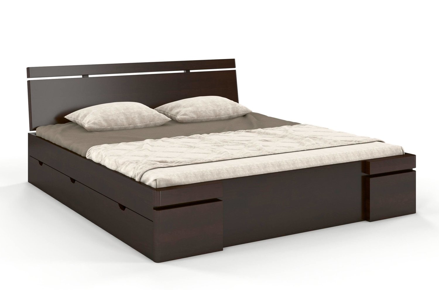 Łóżko drewniane sosnowe z szufladami Skandica SPARTA Maxi & DR / 120x200 cm, kolor palisander