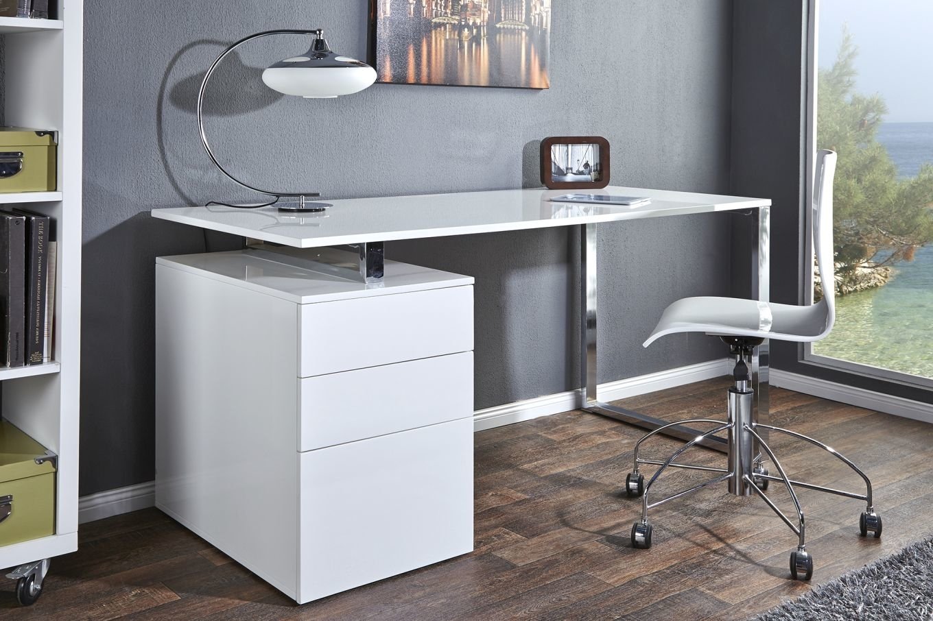 Nowoczesne biurko COMPACT w białym kolorze / 160x70 cm