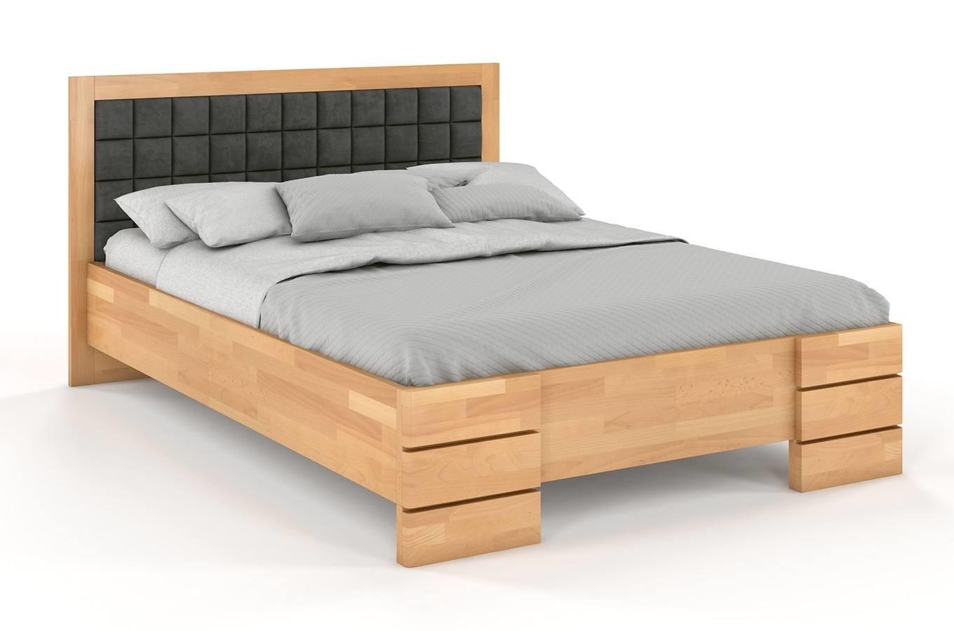 Tapicerowane łóżko drewniane - bukowe Visby Gotland High