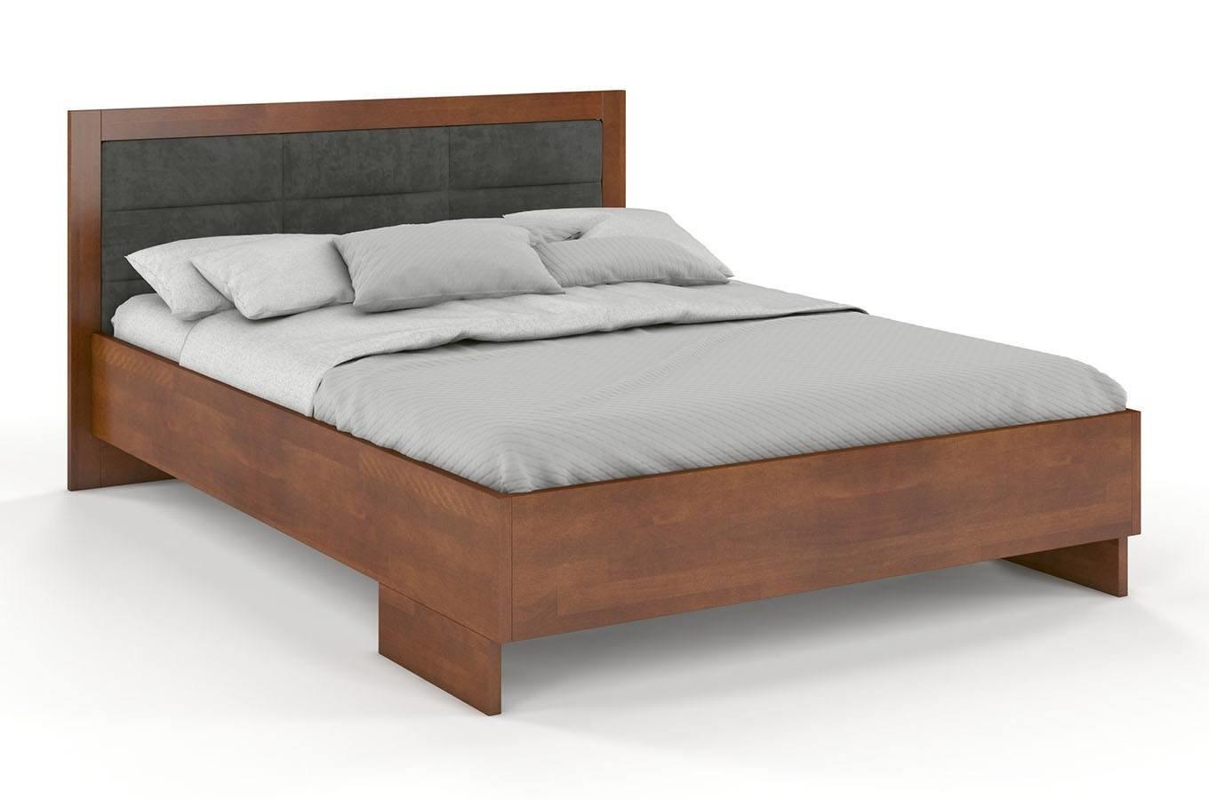 Tapicerowane łóżko drewniane - bukowe Visby KALMAR High BC (Skrzynia na pościel) / 120x200 cm, kolor orzech, zagłówek Casablanca 2316
