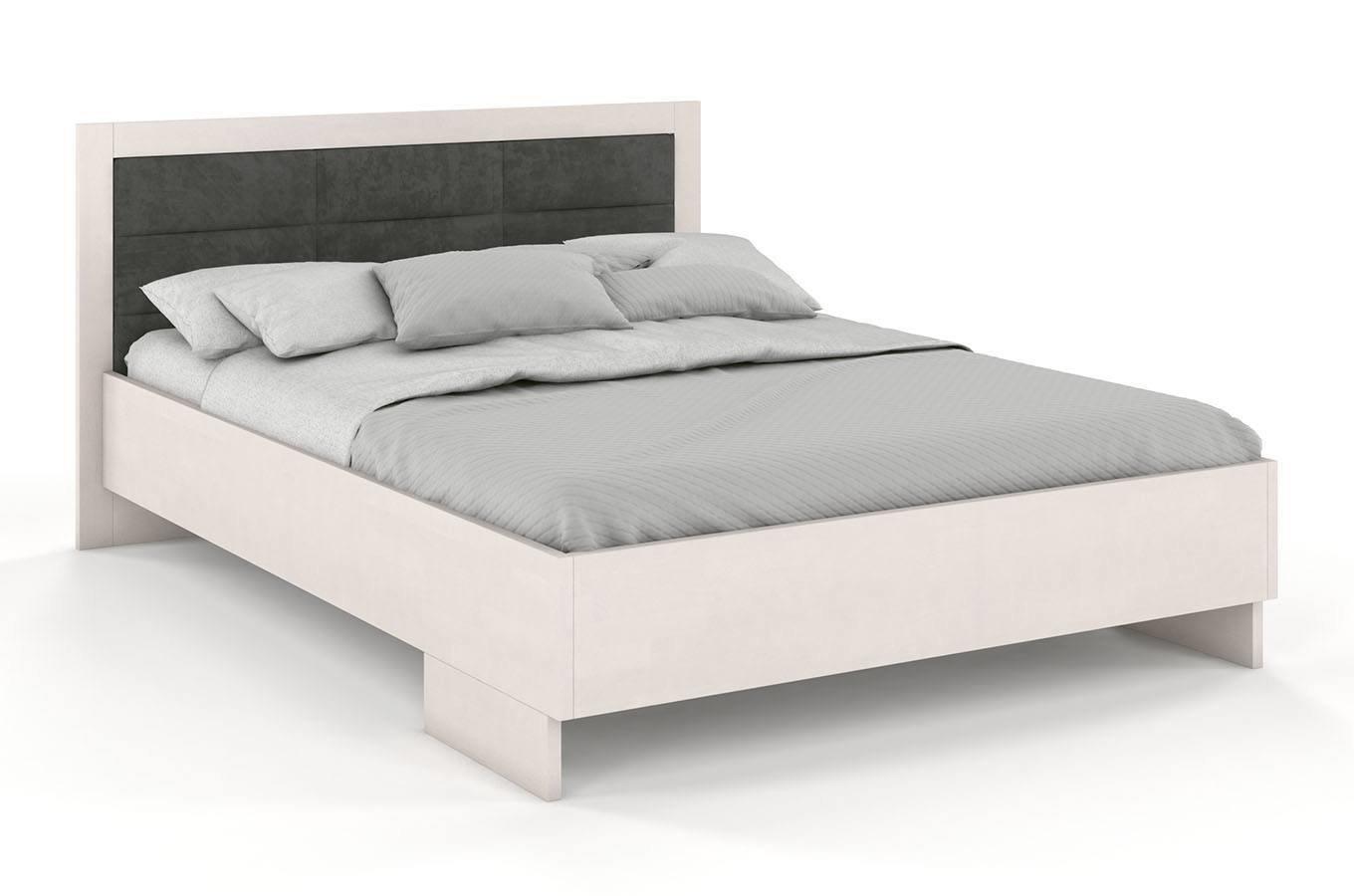 Tapicerowane łóżko drewniane - bukowe Visby KALMAR High BC (Skrzynia na pościel) / 140x200 cm, kolor biały, zagłówek Casablanca 2301