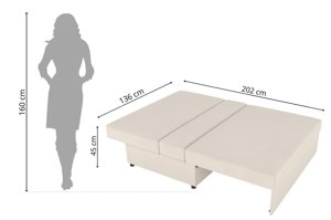 Ciemno-szara rozkładana sofa Dancan OLGA z funkcją spania i pojemnikiem na pościel / szerokość 136 cm