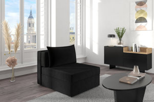 Czarna rozkładana sofa Dancan OLGA z funkcją spania i pojemnikiem na pościel / szerokość 86 cm
