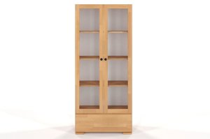 Drewniana bukowa witryna ze szklanymi drzwiami Visby SANDEMO 1S80 / kolor orzech