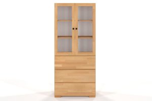 Drewniana bukowa witryna ze szklanymi drzwiami Visby SANDEMO 3S80 / kolor orzech