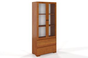 Drewniana sosnowa witryna ze szklanymi drzwiami Visby SANDEMO 2S80 / kolor biały