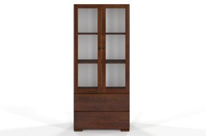 Drewniana sosnowa witryna ze szklanymi drzwiami Visby SANDEMO 2S80 / kolor palisander