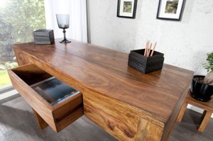 Drewniane biurko MAKASSAR z szufladą / 100x40 cm