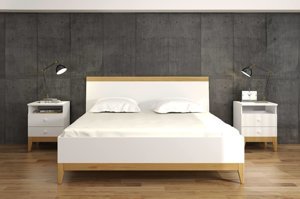 Drewniane łóżko Visby LIVIA High / 200x200 cm