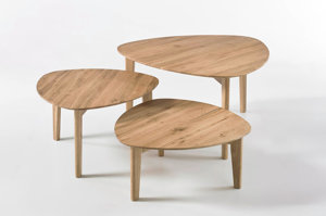Drewniany dębowy stolik kawowy CAMILLA / zestaw 3 stolików