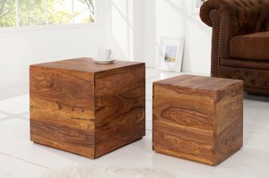 Drewniany stolik MAKASSAR /zestaw 2 sztuk