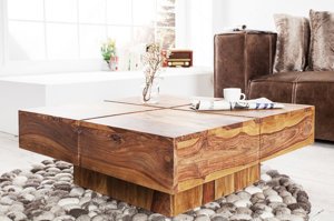 Drewniany stolik kawowy BOLT - 80x80 cm