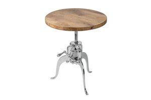 Drewniany stolik kawowy INDUSTRIAL / wysokość 45-62 cm