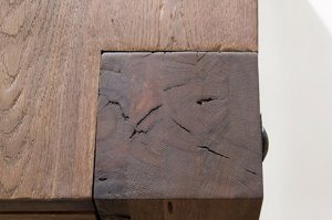Duży drewniany dębowy stół LEEDS 180 x 90 cm / dąb lity postarzany