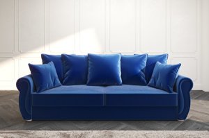 Elegancka 3-osobowa sofa BONA w angielskim stylu z funkcją spania i pojemnikiem na pościel