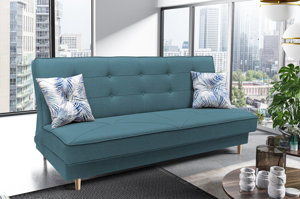 Elegancka sofa IZA w skandynawskim stylu, z funkcją spania i pojemnikiem na pościel