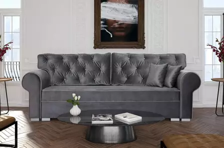 Elegancka sofa ROSIE z funkcją spania i pojemnikiem na pościel / szerokość 250 cm