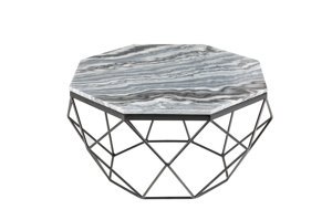 Elegancki stolik kawowy DIAMOND z marmurowym, szarym blatem