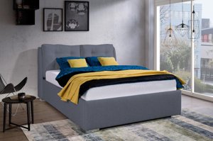 Eleganckie łóżko tapicerowane do sypialni ADRANO z poduszkami na zagłówku. Obniżka ceny!