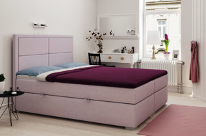 Eleganckie tapicerowane łóżko kontynentalne do sypialni OLIVIER z pojemnikiem na pościel