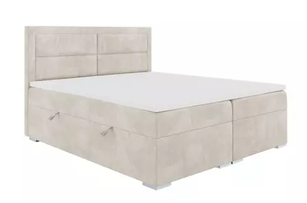 Eleganckie tapicerowane łóżko kontynentalne do sypialni OLIVIER z pojemnikiem na pościel. Obniżka ceny!