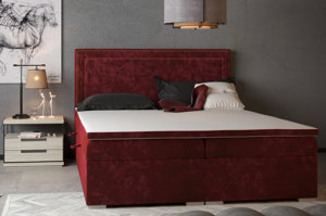 Eleganckie tapicerowane łóżko kontynentalne do sypialni TOMASSO z pojemnikiem na pościel