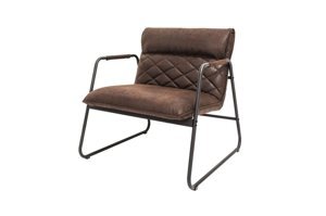 Fotel tapicerowany MUSTANG z podłokietnikami na metalowych nogach / brązowy