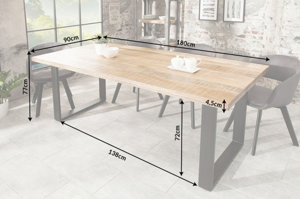 Industrialny stół IRON CRAFT z blatem drewna mango / 90x180 cm, nogi stalowe antracytowe