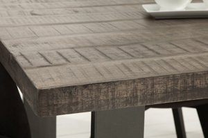 Industrialny stół IRON CRAFT z szarym blatem z drewna mango / 90x200 cm, nogi stalowe antracytowe