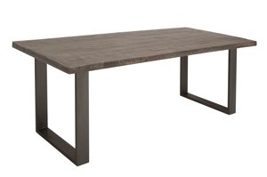 Industrialny stół IRON CRAFT z szarym blatem z drewna mango / 90x200 cm, nogi stalowe antracytowe