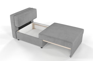 Jasno-szara rozkładana sofa Dancan OLGA z funkcją spania i pojemnikiem na pościel / szerokość 86 cm