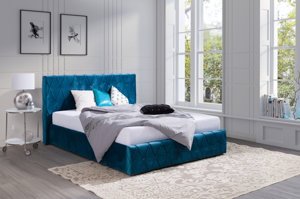 Klasyczne łóżko tapicerowane do sypialni BIANCA pikowane guzikami wzór karo. Obniżka ceny!
